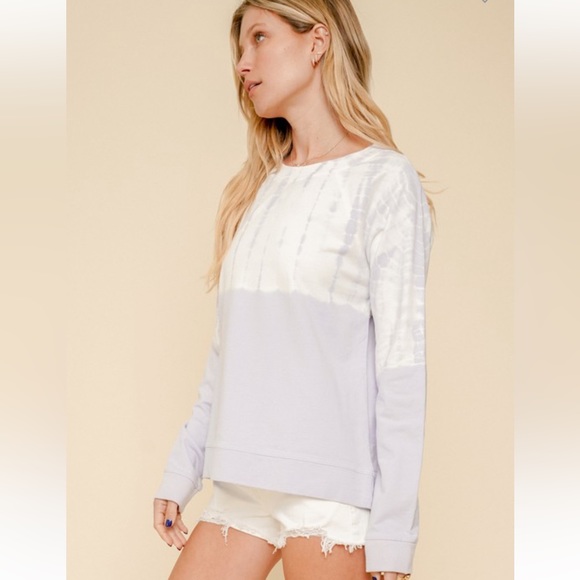 135. Sweatshirt Cotton Tie Dye Lavender Blue Lightweight Top Summer Vacation NEW - Picture 5 of 5
